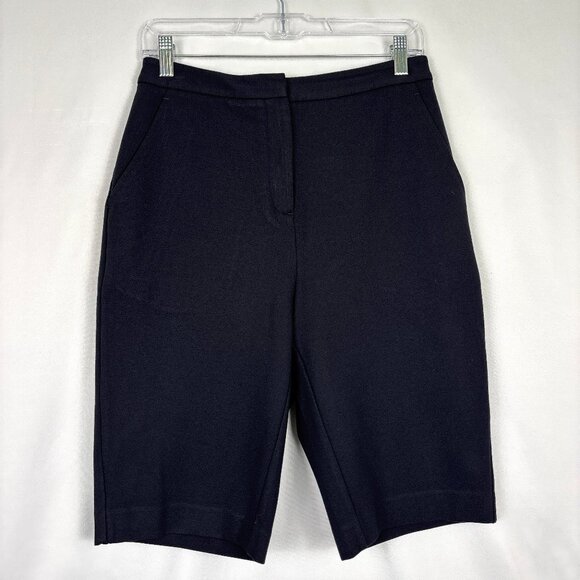 Nordstrom Black Bermuda Shorts Women’s Size 6 Classic Stretch Tailored - Picture 1 of 13